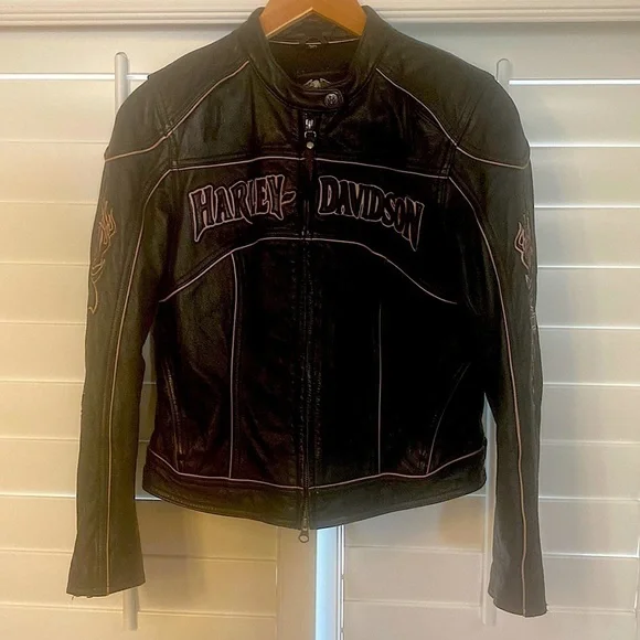 Women’s Harley Davidson Leather Jacket Pink Rose, petite Small EUC​​​​​​​​ - Picture 2 of 10